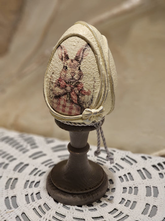vintage húsvéti tojás dekor nyuszival talpon