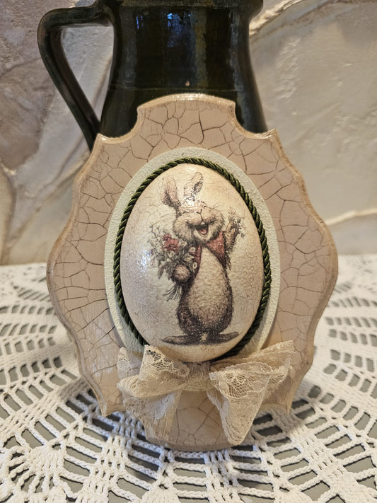 vintage nyuszis húsvéti tojás dekoráció kézzel készült decoupage