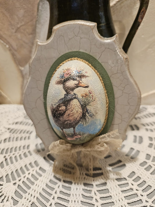 vintage kacsás húsvéti tojás dekoráció kézzel készült decoupage