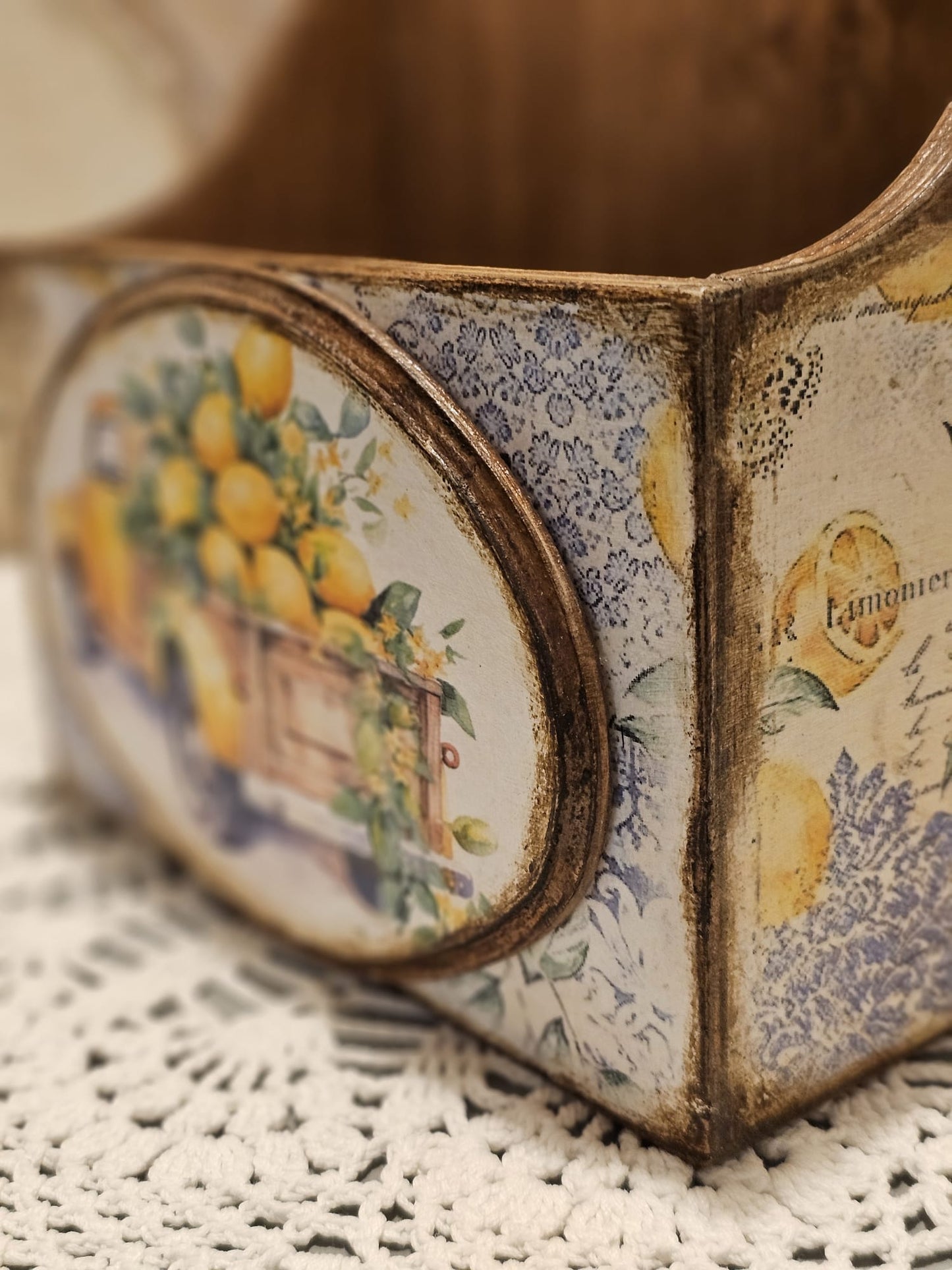 Provence stílusú kézzel készült fa tároló konyha